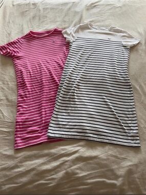 Vineyard Vines Girls' Pink & White Navy Stripe  T-Shirt Dresses